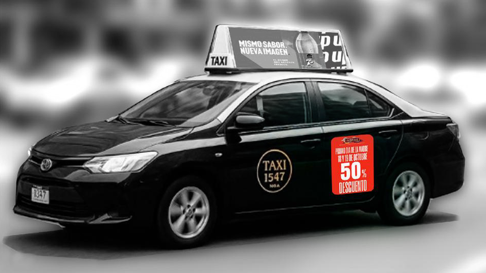 Publicidad en puertas de taxi en Rosario
